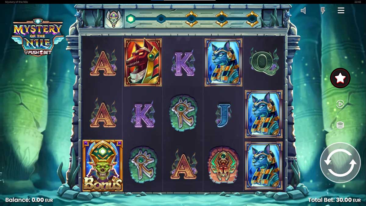 Mystery of the Nile slot machine game screenshot