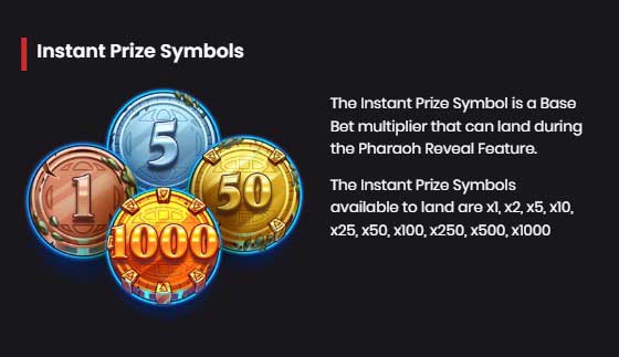 Mystery of the Nile slot game instant prize symbols